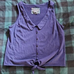 Anthropologie Blue Button-Front Tank Top